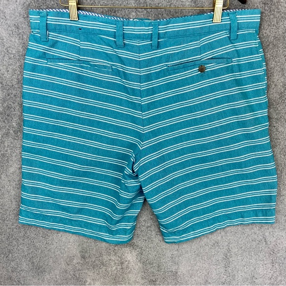 Banana Republic Mens Size 36 Teal White Stripe Deck Shorts Stripes - Picture 2 of 8